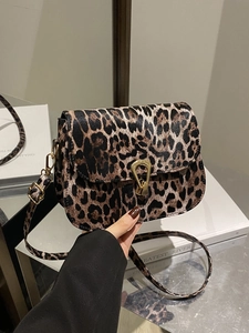 Leopardenmuster Umhängetasche Für Damen Retro PU Leder Schultertasche Mit Goldener Hufeisenschnalle Mode Quadratische Handtasche