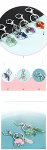 Detail of tree of life wire-wrapped natural crystal hexagonal pillar keychains