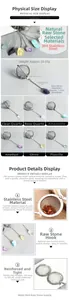 Detailed macro view of 304 stainless steel tea infuser mesh ball with long chain