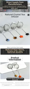 Detail of 304 stainless steel mesh tea infuser with star shaped natural crystal pendant