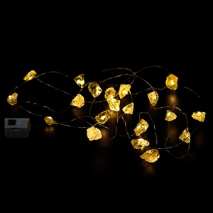Guirlande lumineuse LED en pierres de citrine naturelle avec lueur chaleureuse