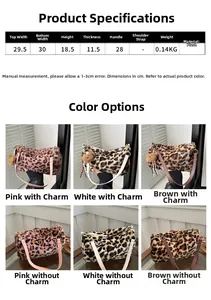 Detaillierte Größentabelle und Farboptionen für Leopard Plüsch Einkaufstasche
