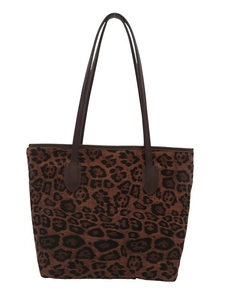 Stylish leopard print tote bag with brown straps for women's daily commute and school use