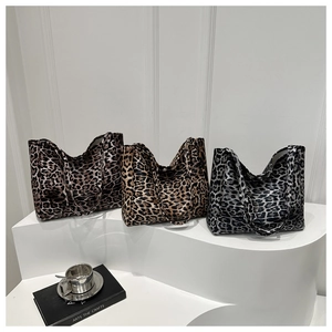 Grand sac cabas en toile à imprimé léopard en trois couleurs sac à main spacieux pour femme