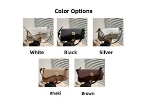 Collection of minimalist faux leather shoulder bags in white black silver khaki and brown