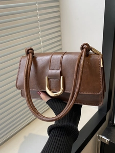 Vintage PU Leder Unterarmtasche Für Damen Metall U Schnalle Kleine Quadratische Schultertasche Nischendesign Mode Handtasche