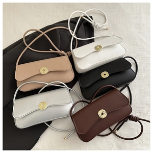 Minimalist square underarm bags with circular flower locks in five stylish colors