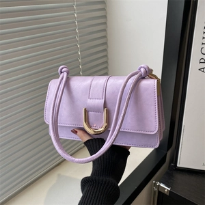 Women Retro PU Leather Shoulder Bag Minimalist Square Crossbody Bag With Gold U-shaped Buckle Fashion Daily Handbag