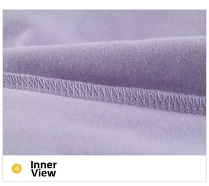 Dettaglio delle cuciture interne su una maglia in cotone viola per bambine piccole