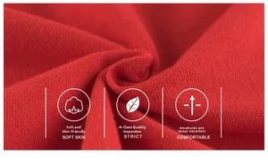 Close-up of red knit cotton fabric texture showing softness and breathable weave