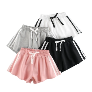 Pantaloncini Sportivi In Cotone Per Ragazze Vita Elastica Coulisse Casual Estivi Traspiranti Bambini Pantaloni Con Strisce Laterali