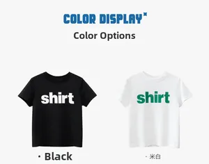 Kids cotton short sleeve T-shirts set in black and cream with shirt graphic print