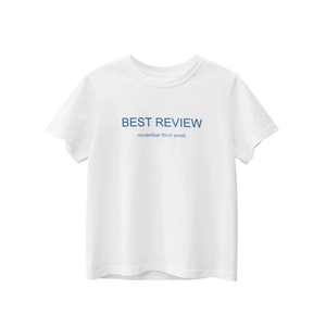 T-shirt blanc à manches courtes pour enfants avec imprimé BEST REVIEW bleu