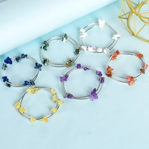 Handmade double-layer natural crystal chip bracelet with colorful stones for women