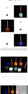 Macro view of natural crystal incense holders in rose quartz and lapis lazuli cubes