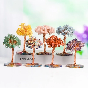 Handcrafted Natural Amethyst Crystal Money Tree With Agate Resin Base Copper Wire Wrapped Gemstone Tree For Home Office Decor Healing Ornament