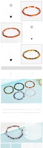 Detailed view of beaded bracelets with natural stones and polished alloy tube accents