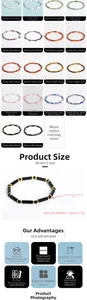 Detailed size guide for 4mm beaded bracelets featuring natural stone variety and gold accents
