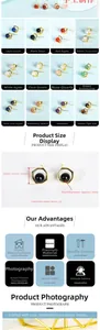 Detail view of square crystal stud earrings showing dimensions and 12 stone options