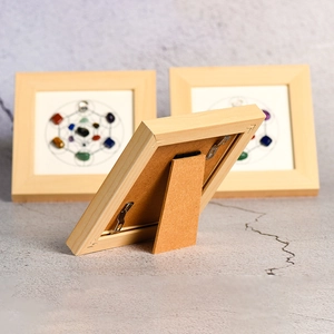 Metatron Cube natural crystal stone wooden frame ornament for home decoration