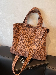 Sac Cabas En Toile Imprimé Léopard Grande Capacité Sac À Main Bandoulière Tendance Pour Femme Mode Quotidienne