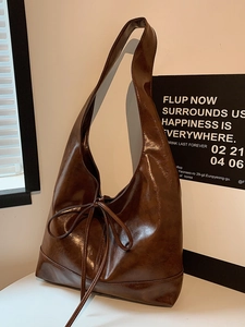 Women Fashion PU Leather Tote Bag Large Capacity Bowknot Shoulder Bag Urban Simple Commuter Hobo Bag With Magnetic Buckle