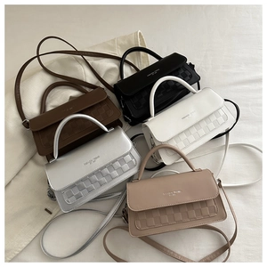 Retro plaid crossbody bags for women in coffee, black, silver, and beige colors