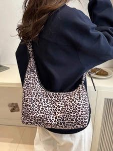 Sac à bandoulière chic imprimé léopard avec nœud, grand sac fourre-tout pour femme
