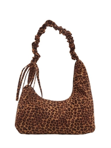 Sac hobo léopard pour femme avec bandoulière plissée et longs détails de glands