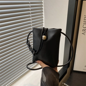 Mini Borsa Tracolla Per Cellulare Pelle PU Fibbia Perla Artificial Tracolla Intrecciata Minimalista Elegante Piccola Borsa Quadrata