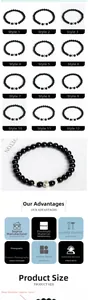 Détail macro du bracelet en perles d'obsidienne 6mm avec breloque de signe zodiacal