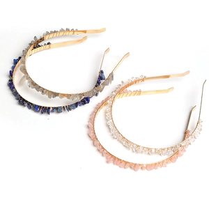 Handmade crystal stone headbands in four colors with gold wire wrap design