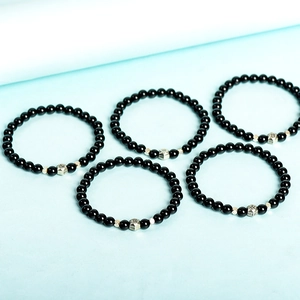 Bracelets en obsidienne naturelle avec breloques zodiaque en argent S925 pour couples