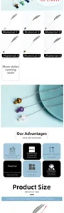 Detailed view of metal feather bookmarks featuring various natural crystal stone pendants