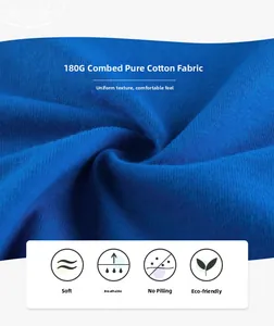 Détail du tissu en coton peigné 180G sur t-shirt bleu enfant, texture douce et respirante