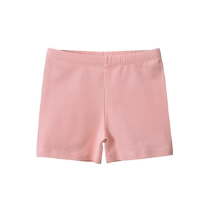 Pink elastic cotton kids leggings for girls breathable summer safety shorts flat lay