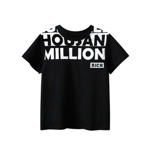 T-shirt classique noir à manches courtes en coton avec lettrage blanc pour garçons