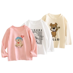 Lot de 3 t-shirts à manches longues pour filles en coton avec motifs d'animaux