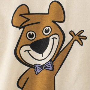 T-shirt enfant à manches longues avec imprimé ours sur tissu en coton beige doux