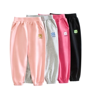Kinder Mädchen Baumwolle Jogginghose Cartoon Bär Stickerei Elastischer Bund Frühling Herbst Kinder Lässige Hose