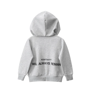 Sweat à capuche gris pour enfants avec imprimé Positivity Will Always Remain au dos