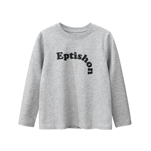 T-shirt gris clair à manches longues pour enfants avec imprimé Eptishon stylé et sobre