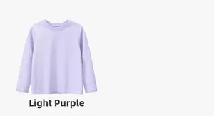 Flat lay of a plain light purple long-sleeve cotton T-shirt with a round neckline