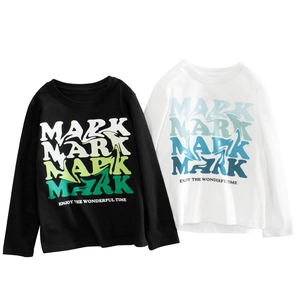 T-shirt À Manches Longues Pour Enfants En Pur Coton Col Rond Imprimé Lettres Hauts Décontractés