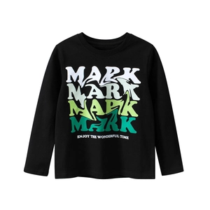 T-shirt noir à manches longues pour enfants en coton avec imprimé graffiti MARK