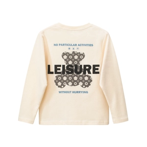 T-Shirt à Manches Longues pour Enfants en Coton Respirant Imprimé Ours Col Rond Sous-Pull Haut pour Garçons Filles Style Coréen Vêtements Décontractés d'Automne
