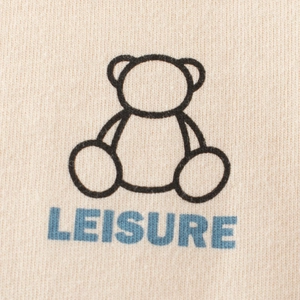 T-shirt manches longues en coton pour enfant avec imprimé ours et texte leisure
