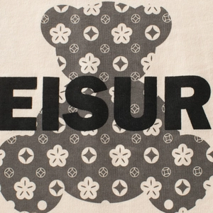 T-shirt manches longues en coton beige pour enfant avec motif ours vintage et texte