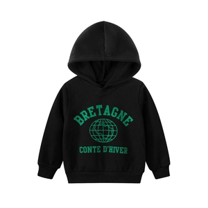 Sweatshirt À Capuche Pour Filles Mélange Coton Polyester Doublé Polaire Imprimé Lettres Manches Longues Haut Décontracté