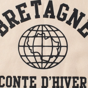 Sweat à capuche beige doublé polaire pour fille avec imprimé graphique Bretagne